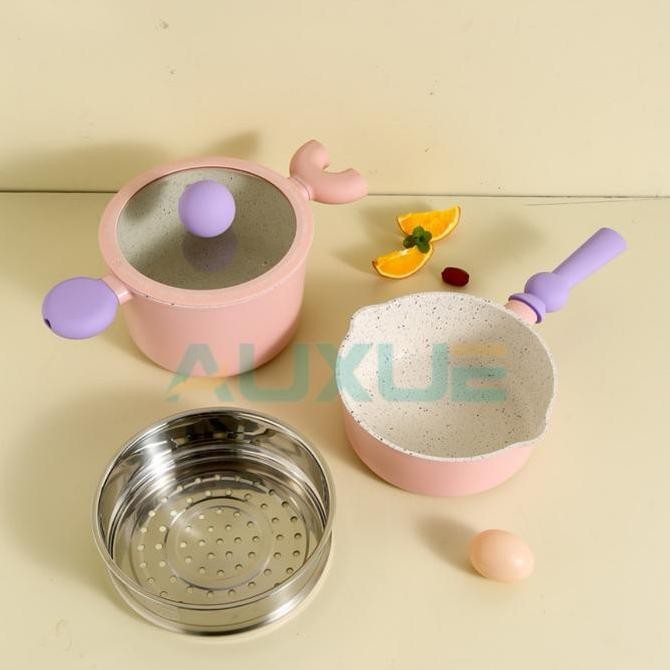 Murah AuxueCodPanci Set Mpasi / Panci 4Pcs /Panci Granit / Pan Korea Ax-4922