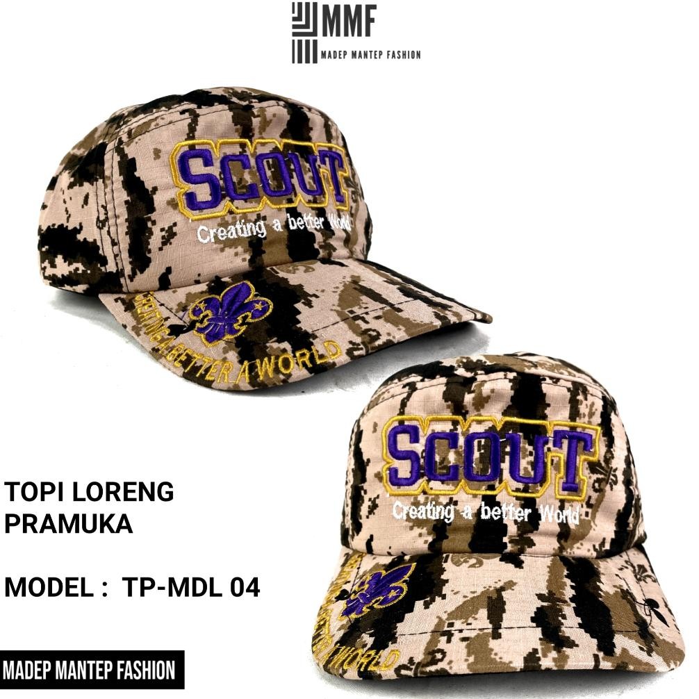 LNB-1217 Topi Pramuka Loreng Bordir Topi Loreng Pramuka Topi Kegiatan Pramuka Topi Pramuka Pembina -