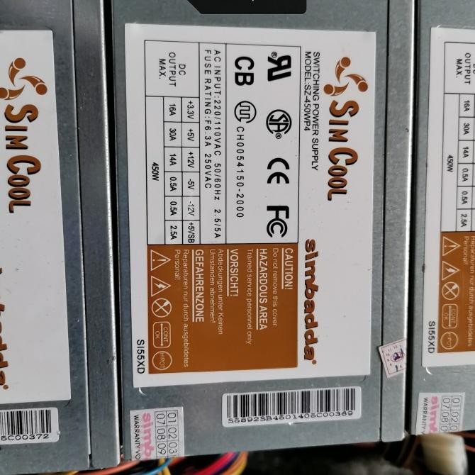 Power Supply Simbadda Simcool 430W 450W Pure 6Pin Vga Psu 430 450 Watt Co