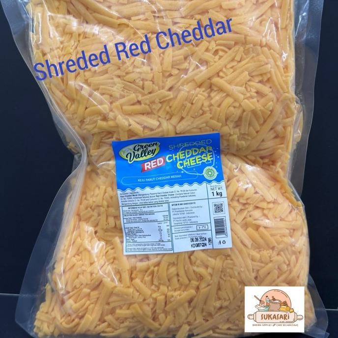 

Sale Green Valley Red Cheddar Shreded Cheese 1Kg Pack Keju Orange Melted Cheese Leleh