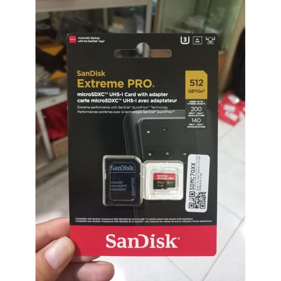 MICRO SD 512GB SANDISK EXTREME PRO 200 MBPS MEMORY SDXC UHS-I 512 GB 4K WITH ADAPTER ADAPTOR MEMORY 