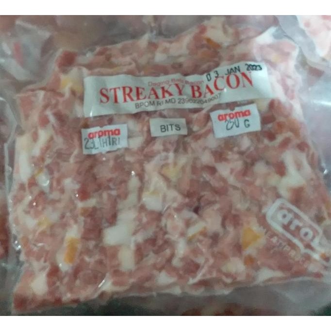 

Grosir (B2) Aroma Back Bacon| Streaky Bacon| Bits| Smoke Ham 250Gr(Non Halal)