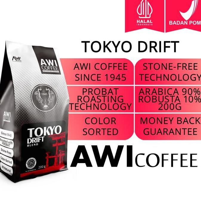 

Promo Awi Coffee Tokyo Drift Blend For Cafe 200Gr | Arabika Robusta Blend | Bean/Ground | Natural