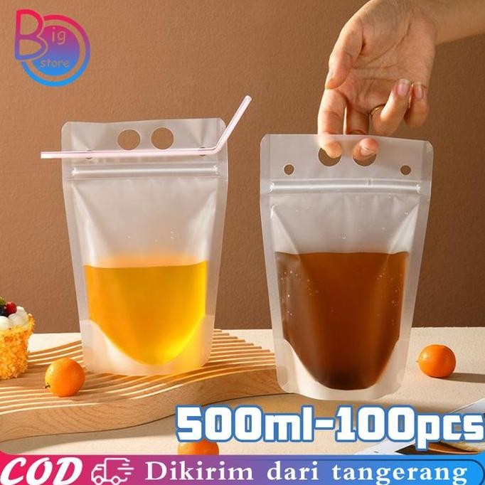 

Sale Isi 100Pcs 500Ml Pouch Standing Minuman Multifungsi Standing Pouch Minuman Kekinian Kemasan Minuman