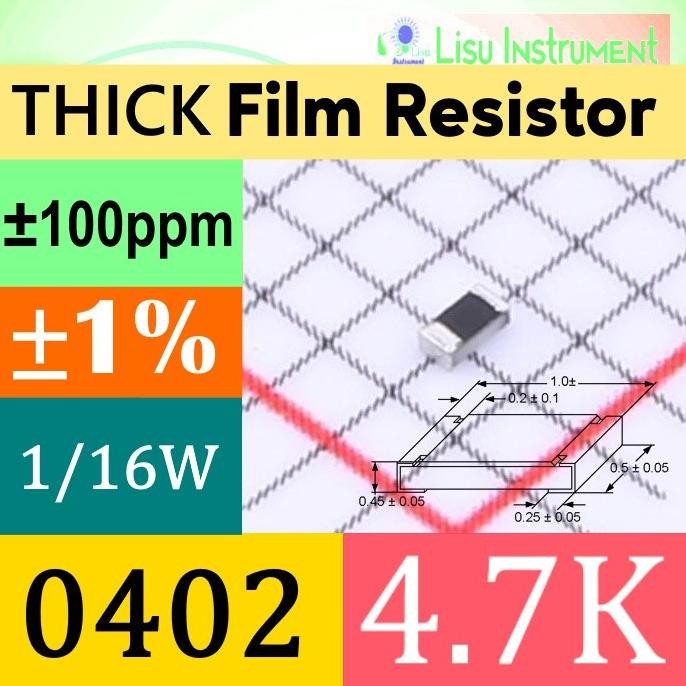 Murah 4.7K 0402 1% Thick Film Resistors SMD Chip Resistor lisu992 Ayo Beli
