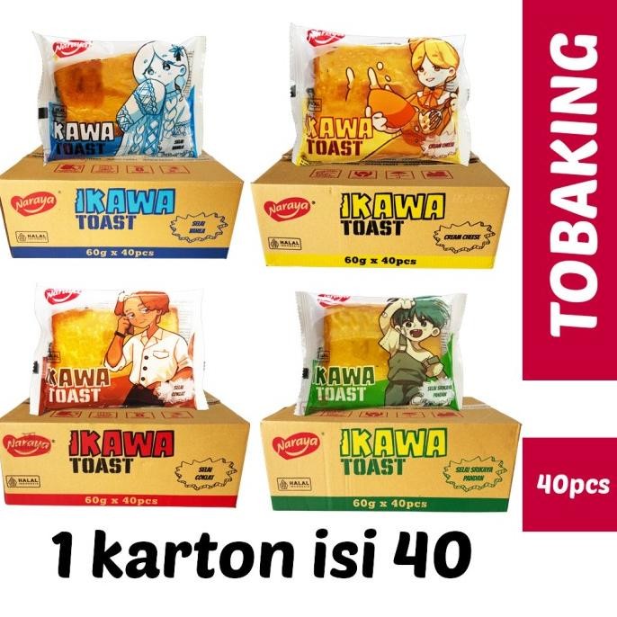 

Naraya Ikawa Toast 1 karton Roti Isi Cokelat Cheese Vanila Srikaya Pandan