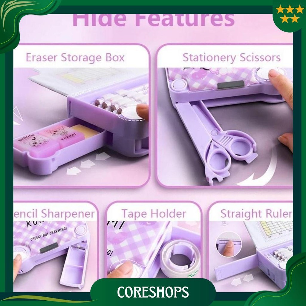 

CodKuromi/Melodi Kotak Pensil Pola Kartun Multifungsi Tempat Pensil Weterproof Lapisan Ganda Pop-Up Mechanical Pencil Case Best Seller