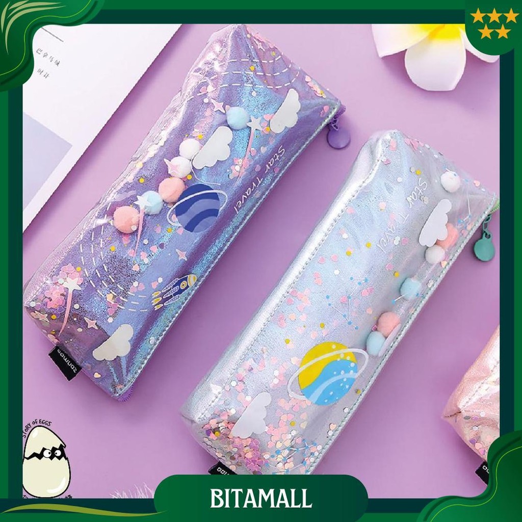 

Holographic Pencil Case Cute And Aesthetic L Permium Quality Kotak Pensil L Pouch Make Up Promo 4.4