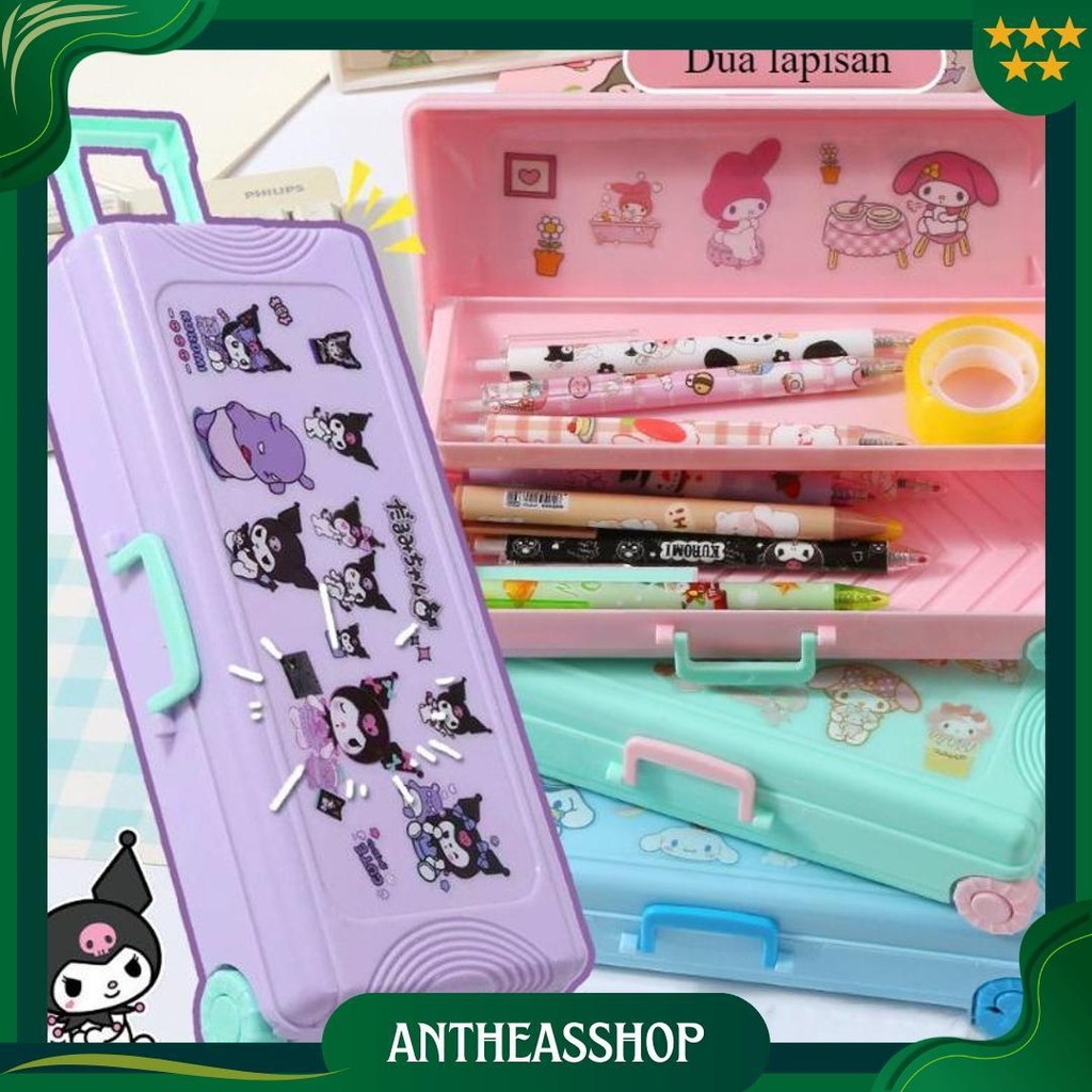 

[Cod] Tempat Pensil Stiker Sanrio Kartun Kotak Alat Tulis Large Capacity Kasus Troli Kotak Alat Tulis Lucu Stiker Pensil Kotak Promo