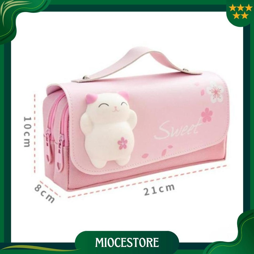

Kartun Tas Pensil Dekompresi/Kapasitas Besar Siswa Sekolah Dasar Tas Pensil Multifungsi Dekompresi/Super Cute Girl Heart 3D Net Red Pencil Bag Cod