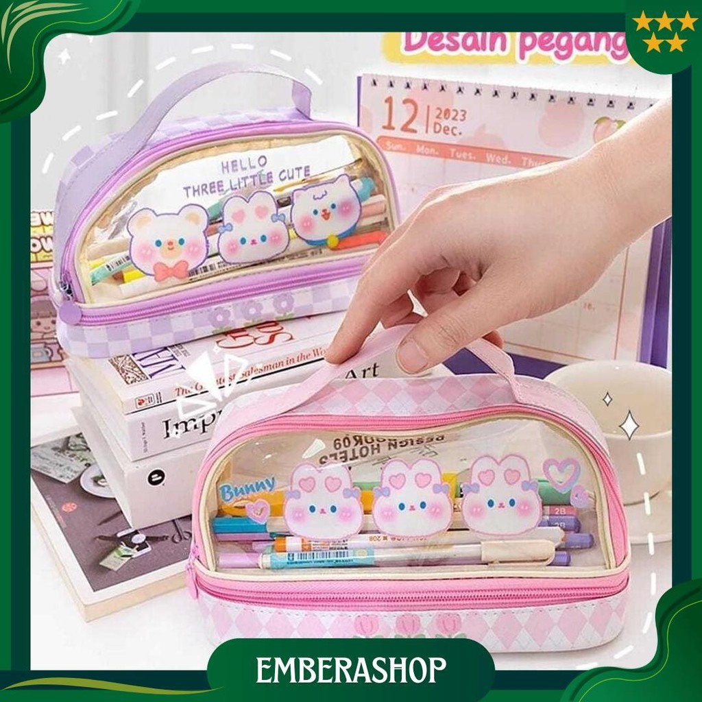 

[Nicky888] Kotak Pensil Transparan Terbaru / Tas Pensil Kartun Yang Lucu / Pencil Case Kapasitas Besar / Tempat Pensil Anak K010 Promo 4.4