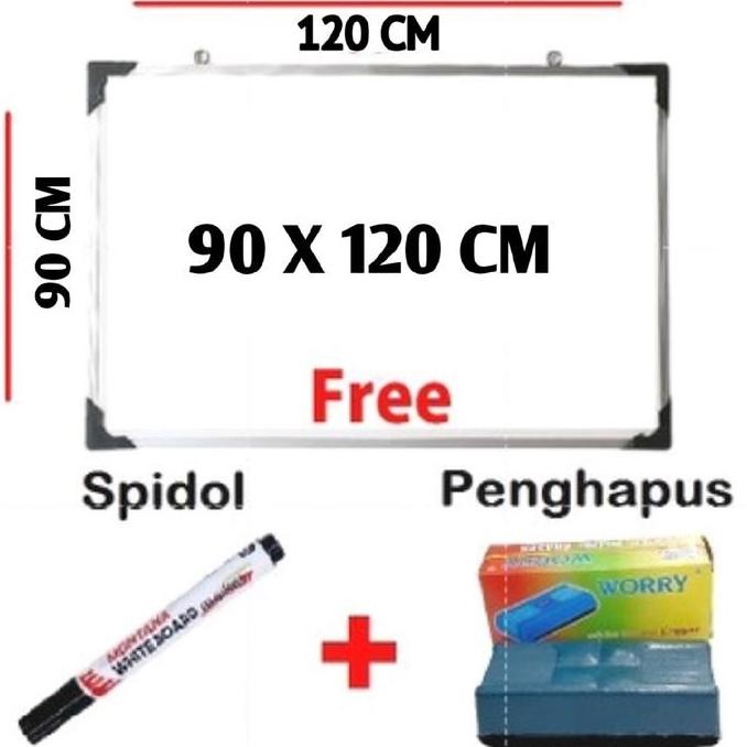 

PAPAN TULIS WHITEBOARD 100 X 120 CM FREE SPIDOL DAN PENGHAPUS Putih BIN