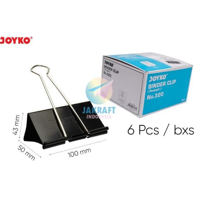 

6 Pc Binder Clip Joyo No.320 100 Mm 4 Jepit Lip Erta Doumen Data File Clip Jumbo
