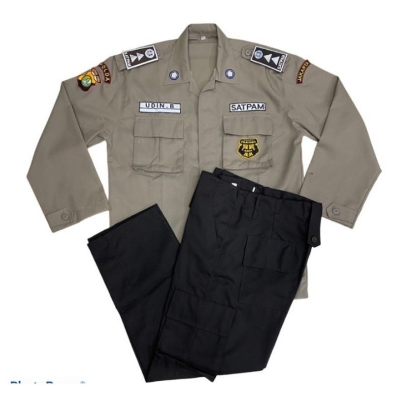 Promo  Baju Pdl Satu Stel,Seragam Pdl Security Satpam + Bed Logo Satu Set