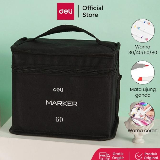 Deli Color Marker With Bag Spidol Warna Dengan Tas 30/40/60/80C 70807