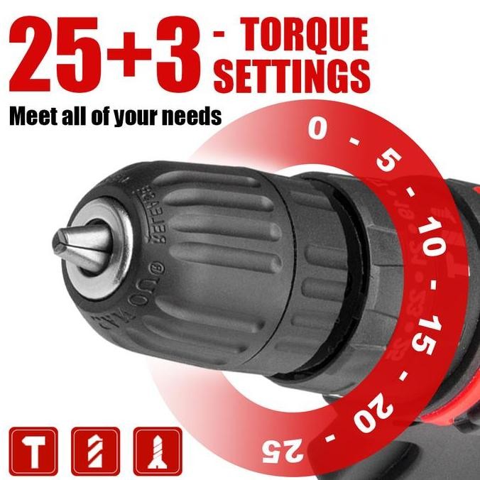 Promo Jld Mesin Bor Baterai 36Vf Cordless Bor Mesin Bor Cas Murah Bolak Balik/Kasus/Charger - Fullse