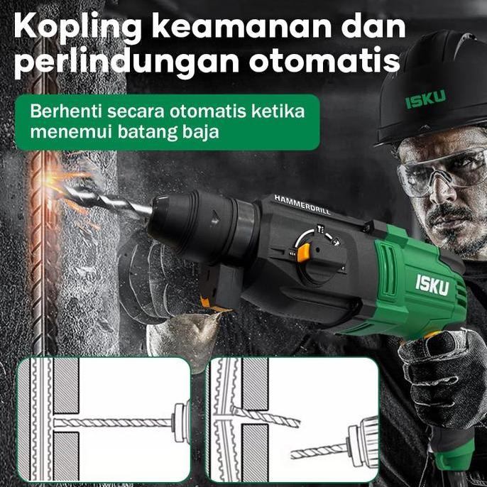 Promo Isku Hammer Drill Set Bor Drill Bor Beton Drill Mesin Bor Tembok Mesin Bobok Beton Md26M