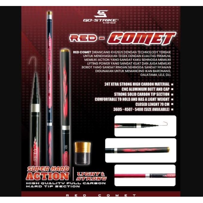 Joran Tegek Pancing VERSUS RED COMET | Tegek Carbon VERSUS RED COMET