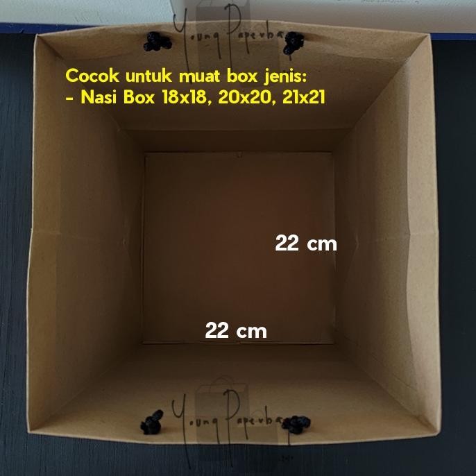 

Paper Bag Kue/Nasi/Bento Box Polos Kraft Coklat 22 x 22 x 30 150GSM