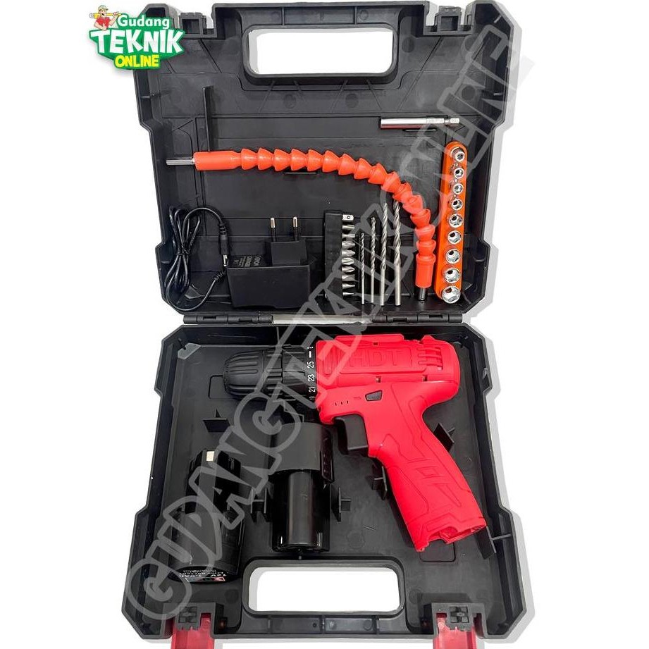 MESIN BOR CORDLESS 10MM HDT CDD405 12V / MESIN BOR TANGAN BATTERY BATERAI 10 MM BOR KAYU BESI CORDLE