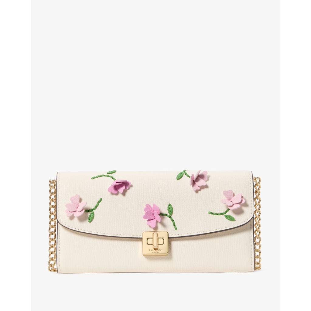 Kate Spade Phoebe Floral Applique Turnlock Wallet On A Chain - Dompet Wanita