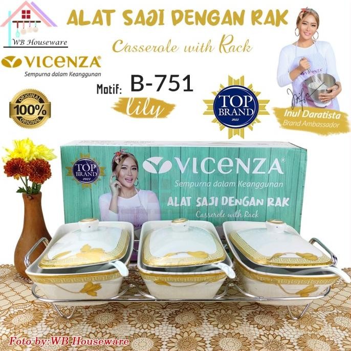 TERLARIS VICENZA prasmanan segi set 3 motif Lily / casserole dish BC-751
