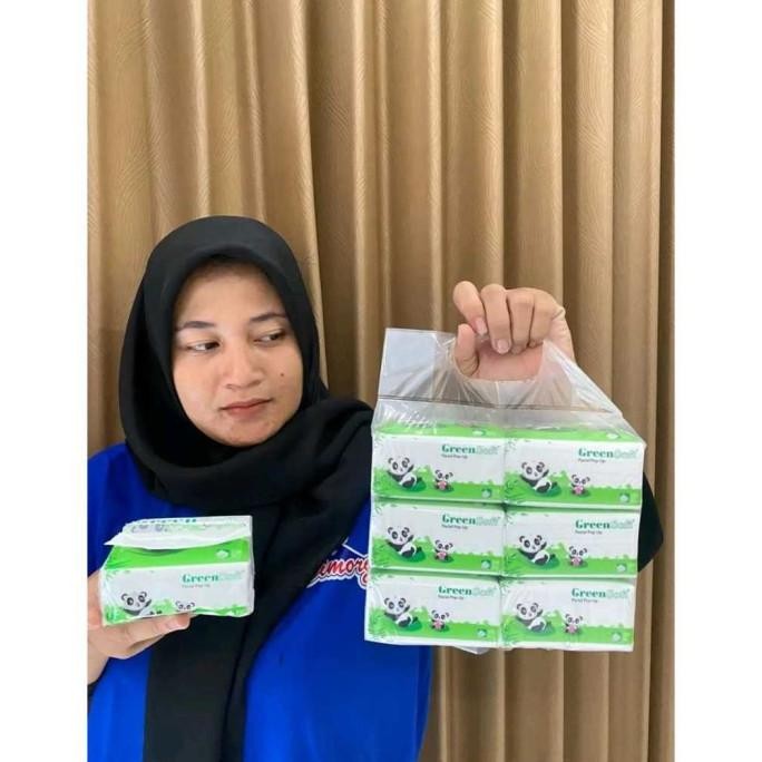 [Good] [PACK 6PCS + FREE BOX] TISU GREENSOFT POPUP 130 SHEETS + BOX FACIAL TISSUE POP UP 130s GREEN 