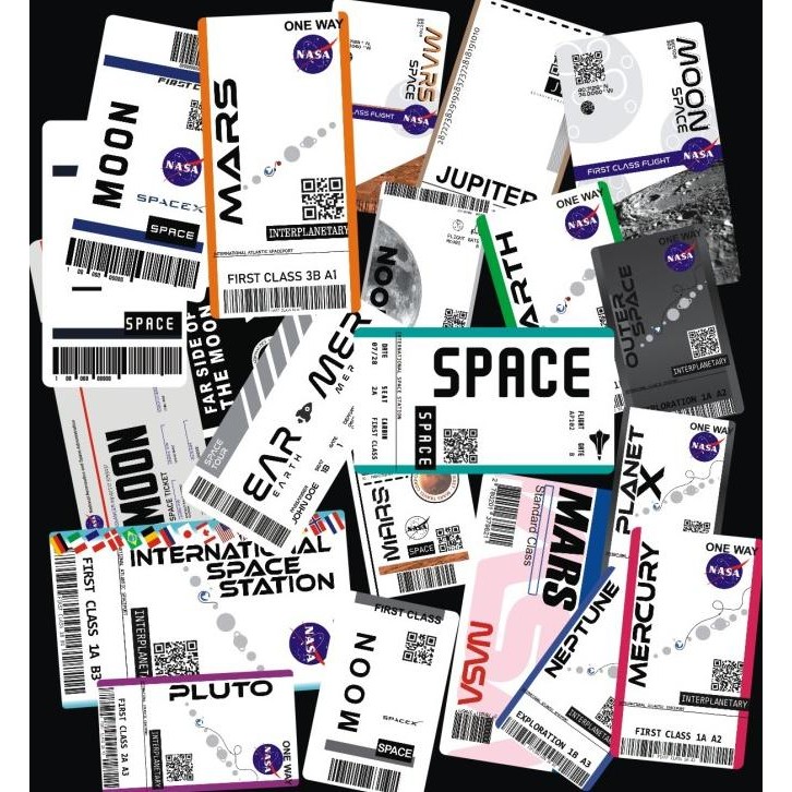 

travel sticker pack / nasa sticker pack / space boardingpass sticker murah