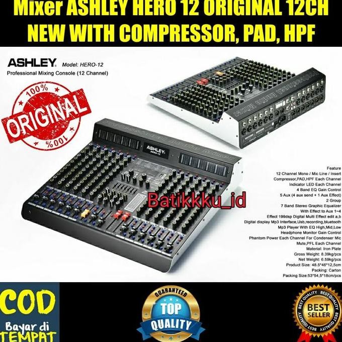 [New Original Bisa Cod] Mixer Ashley Hero 12 Hero12 12Ch Original Digital Multi Effect 199Dsp Edita 