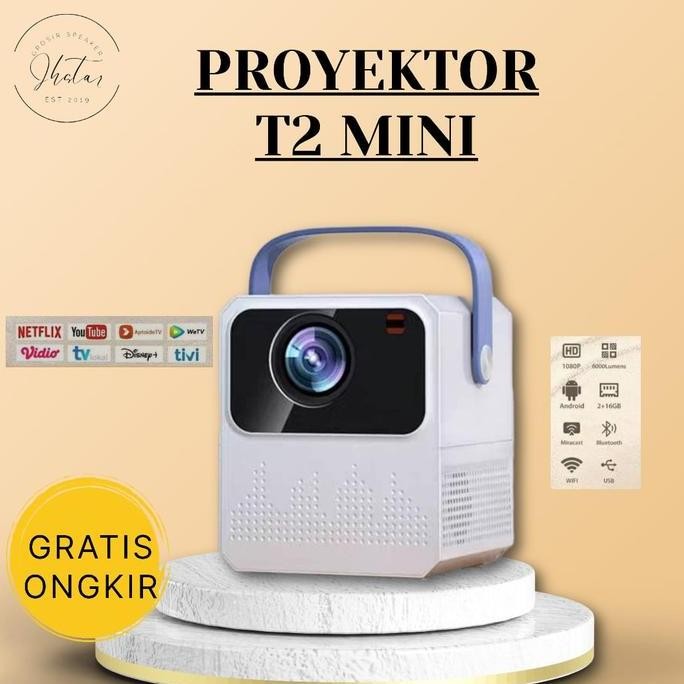 Proyektor Portable Support, Untuk Mengajar Proyektor Android T2 Mini Paket Hub Hp 8000 Lumens 1080P 