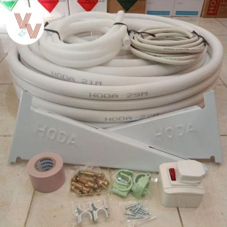 Cars paket pipa hoda 5 meter+broco(link khusus)uk.1/4+3/8 material instalasi pipa AC 1/2 pk - 1 pk
