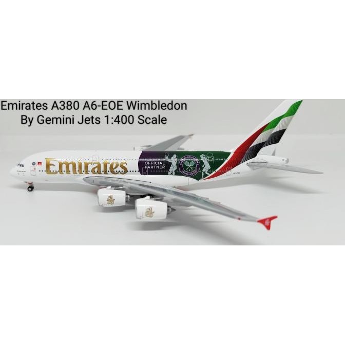 Grosir Emirates A380 A6-Eoe Wimbledon By Gemini Jets 1:400 Scale