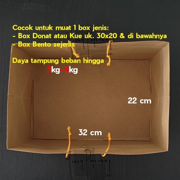 

Do86 Paperbag / Tas Kertas/ Paper Bag Box Donat Polos Coklat Kraft 32 X 22 X 20 (1 Pcs)