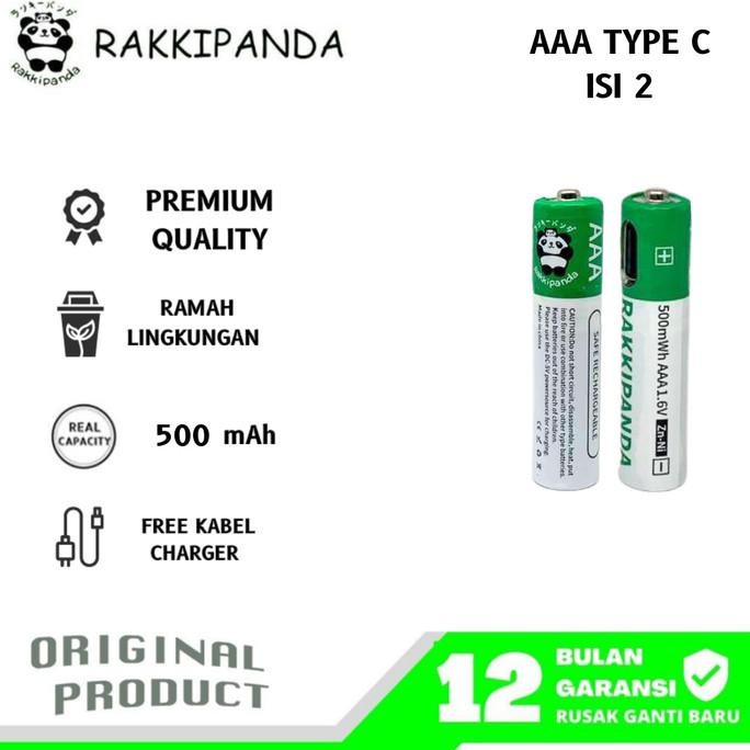 Rakkipanda Baterai Type-C USB Rechargeable ukuran AAA RESTOCK