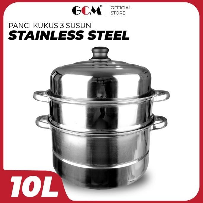 Panci Kukusan Stainless steel Tebal 3 Susun 11.5L 30cm Dandang Kukus Dimsum Anti Lengket Jumbo Kitch