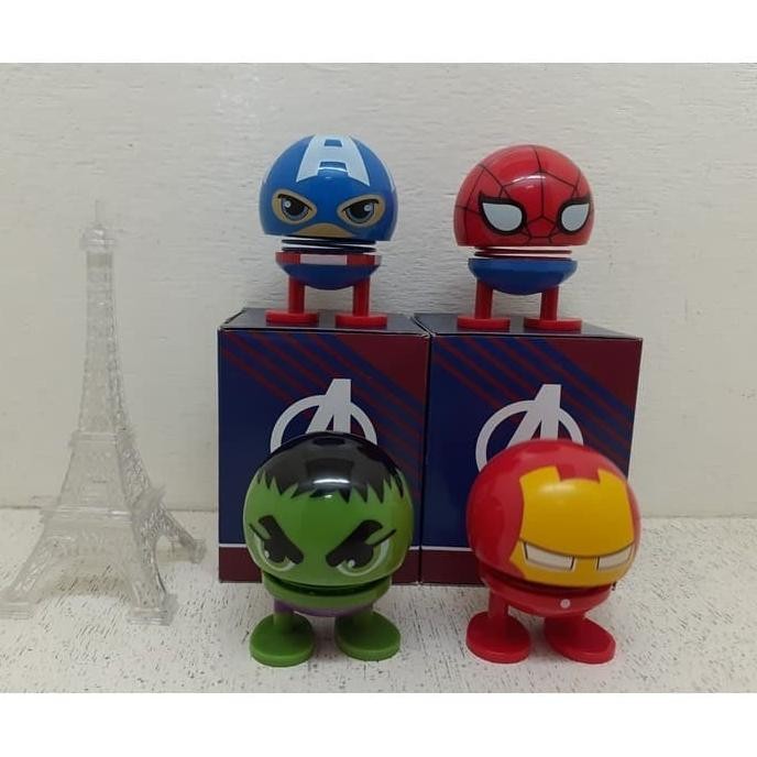 Pajangan Dashboard Mobil Avengers Spiderman, Ironman, Hulk, Captain us [gembira dendang] mainan