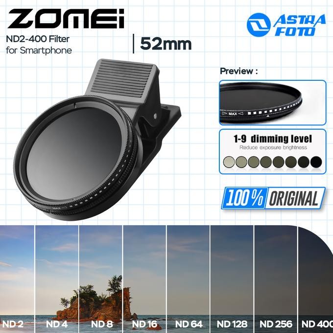 Terlaris Zomei Filter Smartphone Variable Nd2-400 For Iphone & Android Hp Handphone Filter Clip Nd 2
