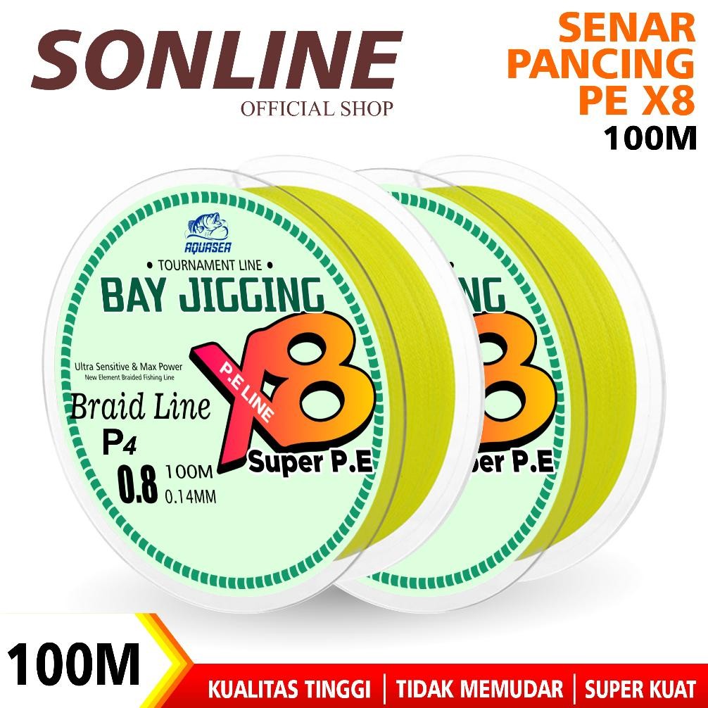 SONLINE - SENAR PANCING PE WARNA KUNING 100M PE FISHING LINE STRENGTH 5.5KG-18KG SANGAT KUAT SENAR P