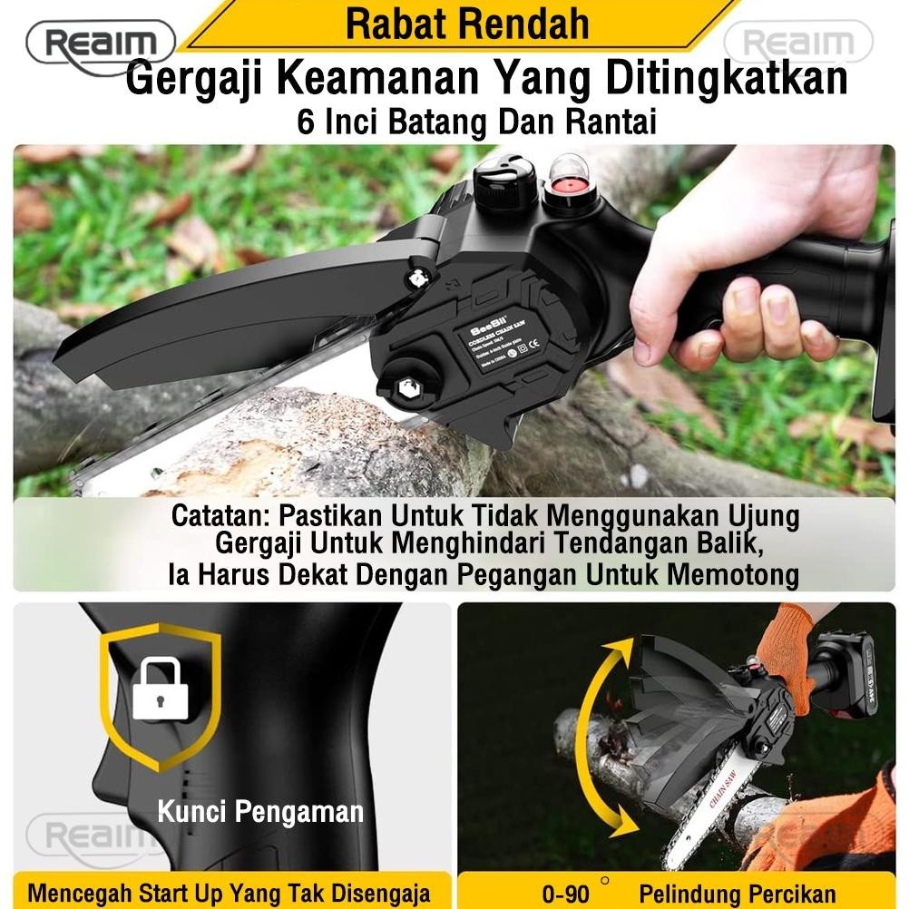 Reaim Gergaji Baterai 298V Gergaji Listrik Gergaji Mesin Mini Chainsaw Mini Gergaji Portable murah