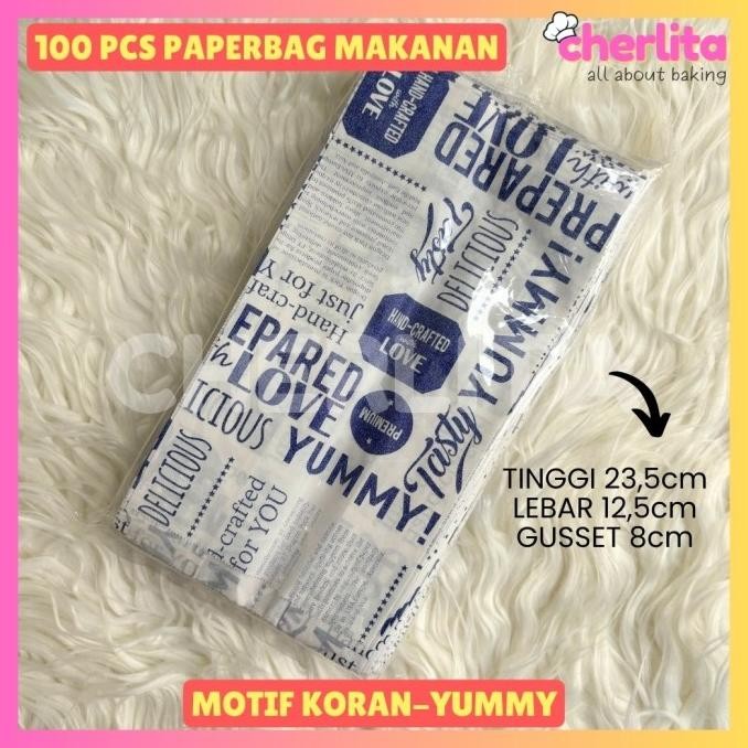 

Paper Bag Kantong Kertas Roti Ayam Goreng Brown Motif Kantong Makanan murah