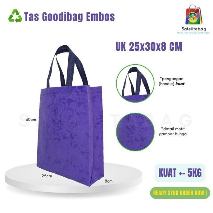 

(12 PCS ) Tas Spunbond Goodiebag Motif Embos Timbul Batik 3D Dan Flow Hajatan Souvenir Ulang Tahun 25 x 35 x 8 Kantong Plastik murah