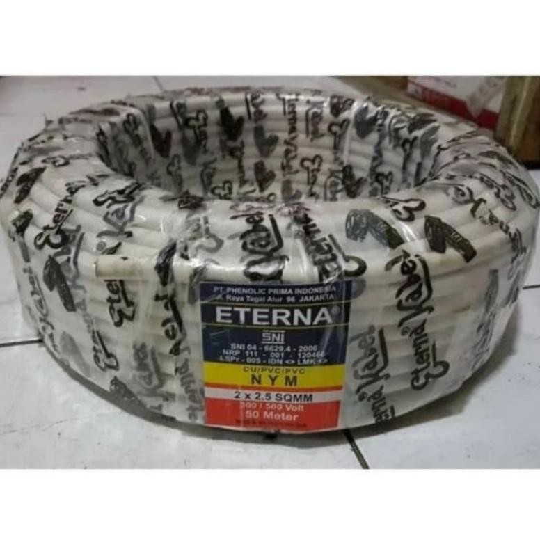 Kabel Listrik Kawat Tembaga Isi 2 ETERNA NYM 2X2,5 50 Meter 1 Roll