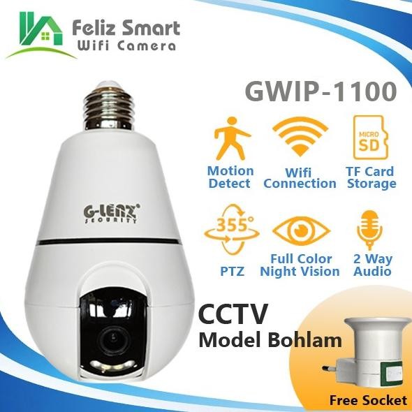 Murah Glenz Cctv Wifi Model Bohlam Ptz - Gwip 1100