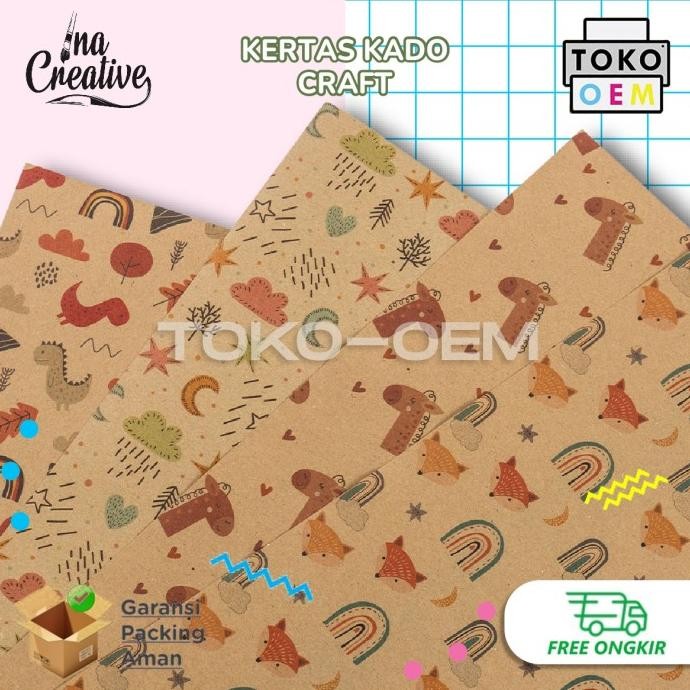 

10 LEMBAR KERTAS KADO CRAFT PAPER BROWN KRAFT INA CREATIVE murah