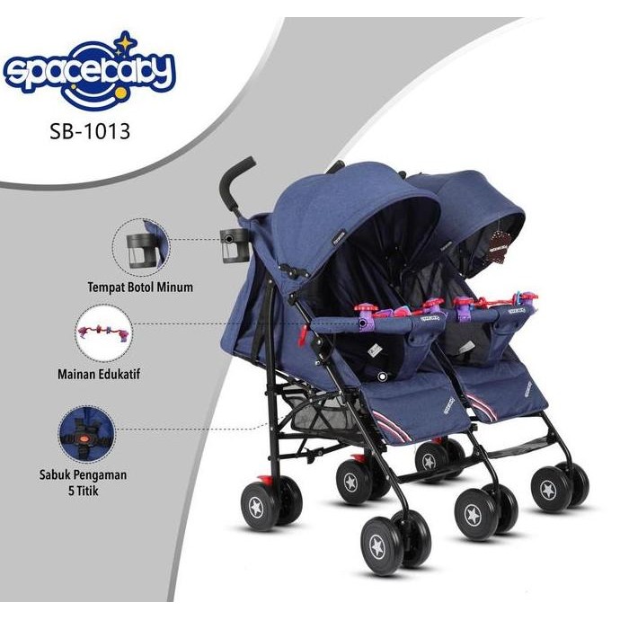 Murah Kereta Dorong Kembar Spacebaby Sb1013 Kereta Dorong Bayi Kembar Stroller Baby Twins
