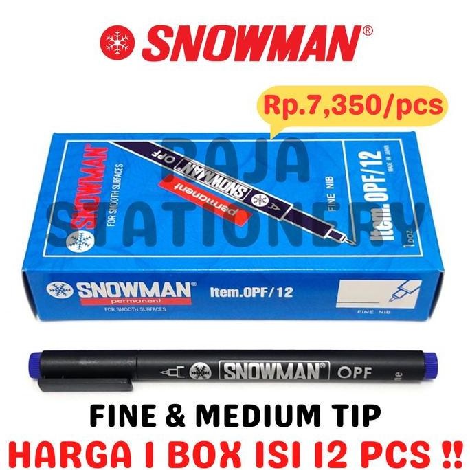 

TERBARU - [SNOWMAN PERMANENT MARKER OPF OPM BLACK BLUE RED GRREN SPIDOL PERMANEN SNOWMAN OHP OPM HITEM BIRU MERAH HIJAU [12PCS]