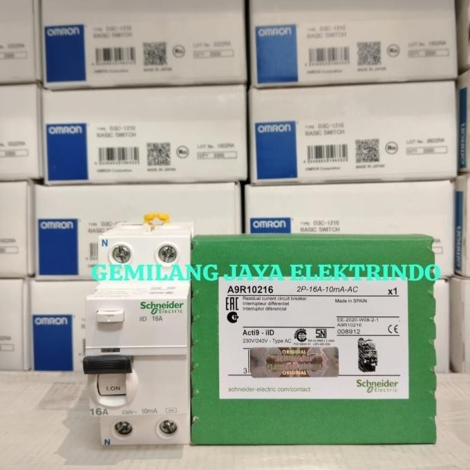 Rccb Elcb Schneider Iid 2P 16A 10Ma Schneider A9R10216 Ild 2P 16A 10Ma New Stok