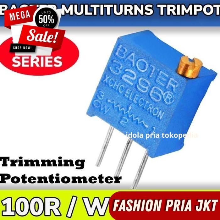 3296W 101 100R OHM MULTITURN TRIMPOT TRIMMER POTENSIOMETER POTENTIOMETER PRESISI VARIABLE RESISTOR V