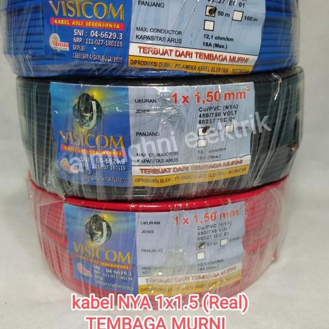 Kabel Listrik Nya Visicom 1X1.5 Kabel Kawat Tunggal Visicom New Stok