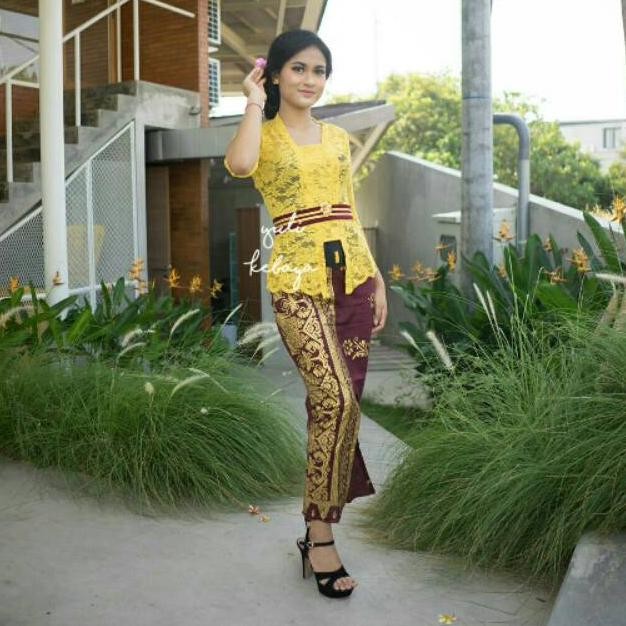 ''Terlaris" Set Kebaya Bali Kutubatu,  Kebaya Kuning,  Kebaya Murah | Yuli Kebaya